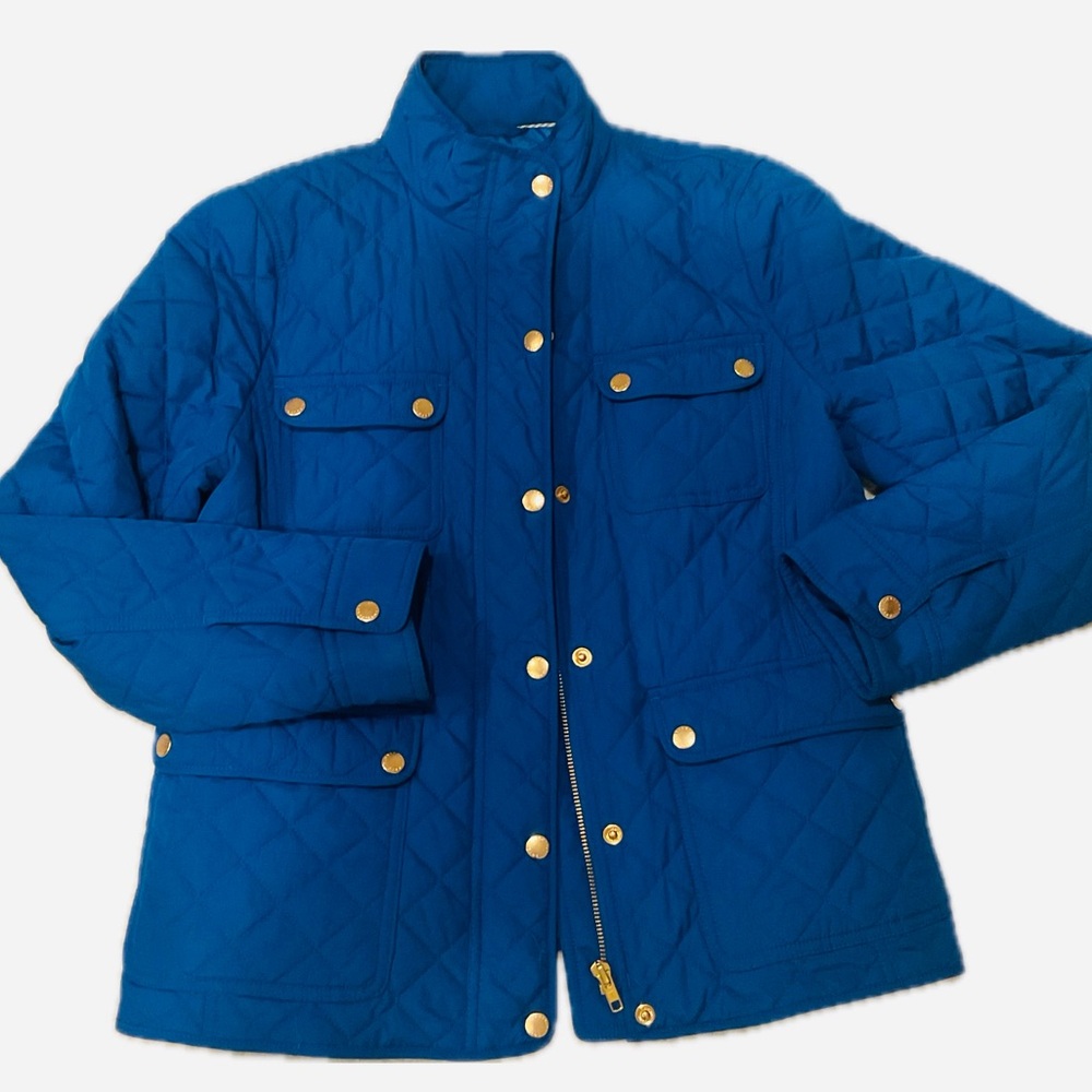 Talbots Petite Blue Diamond quilted Jacket  with Rose Gold Hardware.
